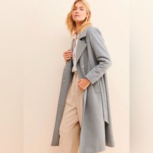 JUST FEMALE Gray Wool Blend Trench Coat Size 34 US 2 Garmentory Z18